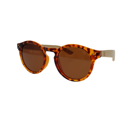 18RTOR - Round Tort Sunglass with bamboo arms