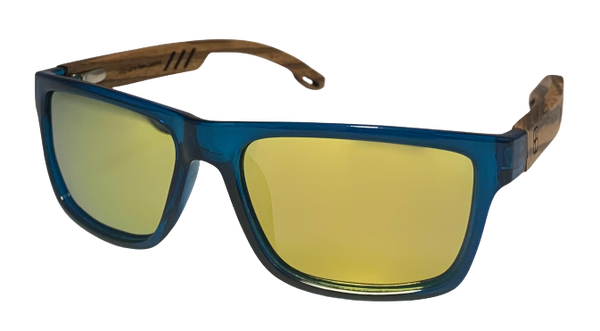 21BSQ - Blue Square frame with reflective yellow lens